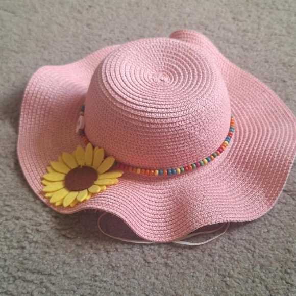 Pink Sun Hat with Sunflower Accent - Picture 6 of 7